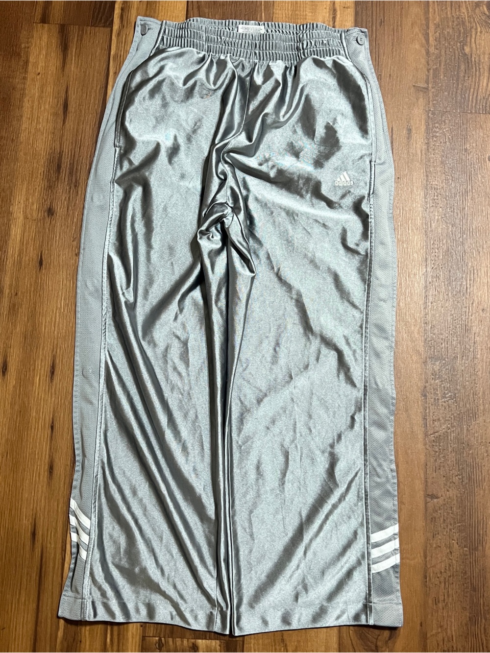 Y2K Adidas Silky Break Away Track Pants Mens Small Basketball Gray Pants Dazzle